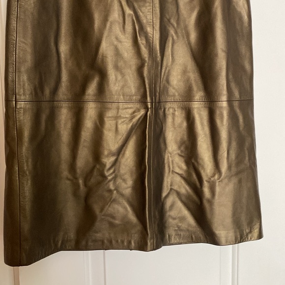 MaxMara 💯 Leather Shimmering Metallic Skirt Never Used Made in Italy 🇮🇹 - Picture 5 of 16